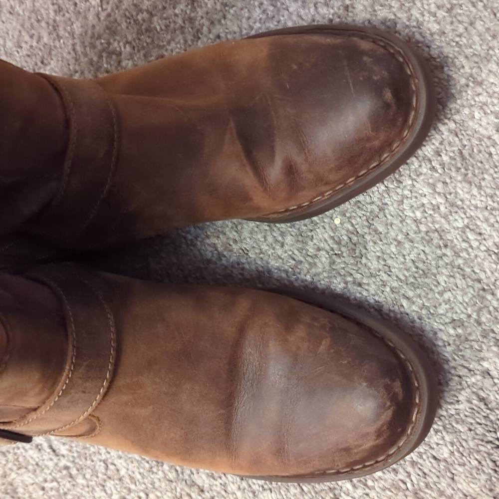 Born Tall Brown Leather Boots Almond Toe Size 7½ - Picture 4 of 7